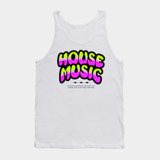 HOUSE MUSIC  - Bubble Outline Two Tone (black/pink/lime) Tank Top